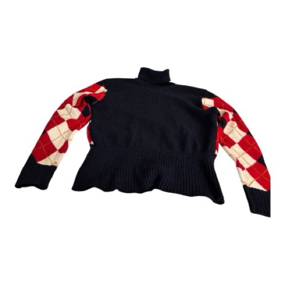 Jones New York Argyle Lambswool Turtleneck Wide Banded Academia Preppy Warm Cozy - Picture 5 of 10